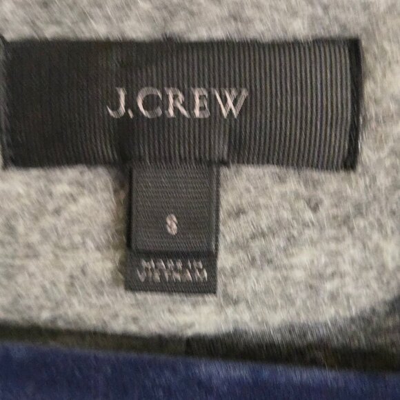 J.Crew Wool Blend Wrap Cardigan Jacket Gray Navy Trim Pockets Size S - Picture 5 of 7